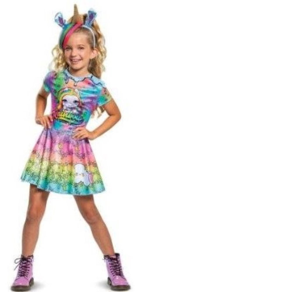 Unicorn Rainbow Brightstar Poopsie Slime Halloween Costume 7/8 Dress 3 Pc Girls